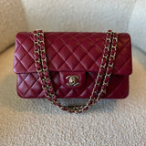 CHANEL Handbag 21A Burgundy Lambskin Quilted Classic Flap Medium LGHW - Redeluxe