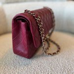 CHANEL Handbag 21A Burgundy Lambskin Quilted Classic Flap Medium LGHW - Redeluxe