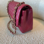 CHANEL Handbag 21A Burgundy Lambskin Quilted Classic Flap Medium LGHW - Redeluxe