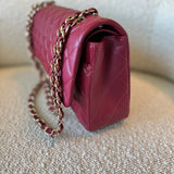CHANEL Handbag 21A Burgundy Lambskin Quilted Classic Flap Medium LGHW - Redeluxe