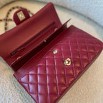CHANEL Handbag 21A Burgundy Lambskin Quilted Classic Flap Medium LGHW - Redeluxe