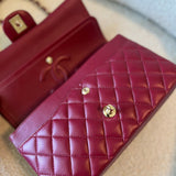 CHANEL Handbag 21A Burgundy Lambskin Quilted Classic Flap Medium LGHW - Redeluxe