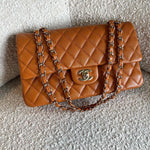 CHANEL Handbag 21A Caramel / Light Brown Caviar Quilted Classic Flap Medium LGHW - Redeluxe