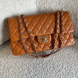CHANEL Handbag 21A Caramel / Light Brown Caviar Quilted Classic Flap Medium LGHW - Redeluxe