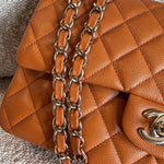 CHANEL Handbag 21A Caramel / Light Brown Caviar Quilted Classic Flap Medium LGHW - Redeluxe