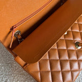 CHANEL Handbag 21A Caramel / Light Brown Caviar Quilted Classic Flap Medium LGHW - Redeluxe
