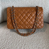 CHANEL Handbag 21A Caramel / Light Brown Caviar Quilted Classic Flap Medium LGHW - Redeluxe