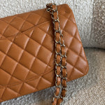 CHANEL Handbag 21A Caramel / Light Brown Caviar Quilted Classic Flap Medium LGHW - Redeluxe