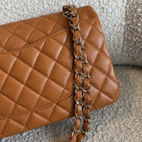 CHANEL Handbag 21A Caramel / Light Brown Caviar Quilted Classic Flap Medium LGHW - Redeluxe