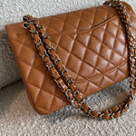 CHANEL Handbag 21A Caramel / Light Brown Caviar Quilted Classic Flap Medium LGHW - Redeluxe
