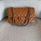 CHANEL Handbag 21A Caramel / Light Brown Caviar Quilted Classic Flap Medium LGHW - Redeluxe