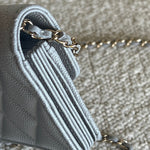 CHANEL Handbag 21A Caviar Quilted Flap Card Holder On Chain Grey - Redeluxe