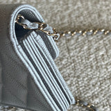 CHANEL Handbag 21A Caviar Quilted Flap Card Holder On Chain Grey - Redeluxe