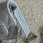 CHANEL Handbag 21A Caviar Quilted Flap Card Holder On Chain Grey - Redeluxe