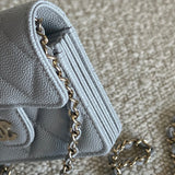 CHANEL Handbag 21A Caviar Quilted Flap Card Holder On Chain Grey - Redeluxe