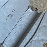 CHANEL Handbag 21A Caviar Quilted Flap Card Holder On Chain Grey - Redeluxe