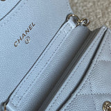 CHANEL Handbag 21A Caviar Quilted Flap Card Holder On Chain Grey - Redeluxe