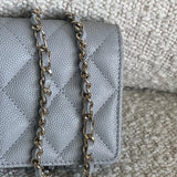 CHANEL Handbag 21A Caviar Quilted Flap Card Holder On Chain Grey - Redeluxe