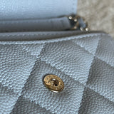 CHANEL Handbag 21A Caviar Quilted Flap Card Holder On Chain Grey - Redeluxe