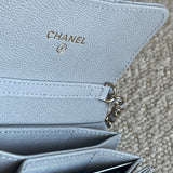 CHANEL Handbag 21A Caviar Quilted Flap Card Holder On Chain Grey - Redeluxe
