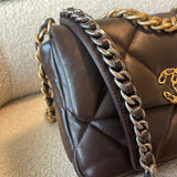 CHANEL Handbag 21A Dark Brown Lambskin Quilted 19 Flap Small MHW - Redeluxe