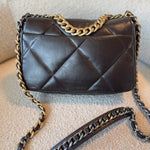 CHANEL Handbag 21A Dark Brown Lambskin Quilted 19 Flap Small MHW - Redeluxe