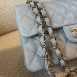 CHANEL Handbag 21A Grey Caviar Quilted Classic Flap Small LGHW - Redeluxe