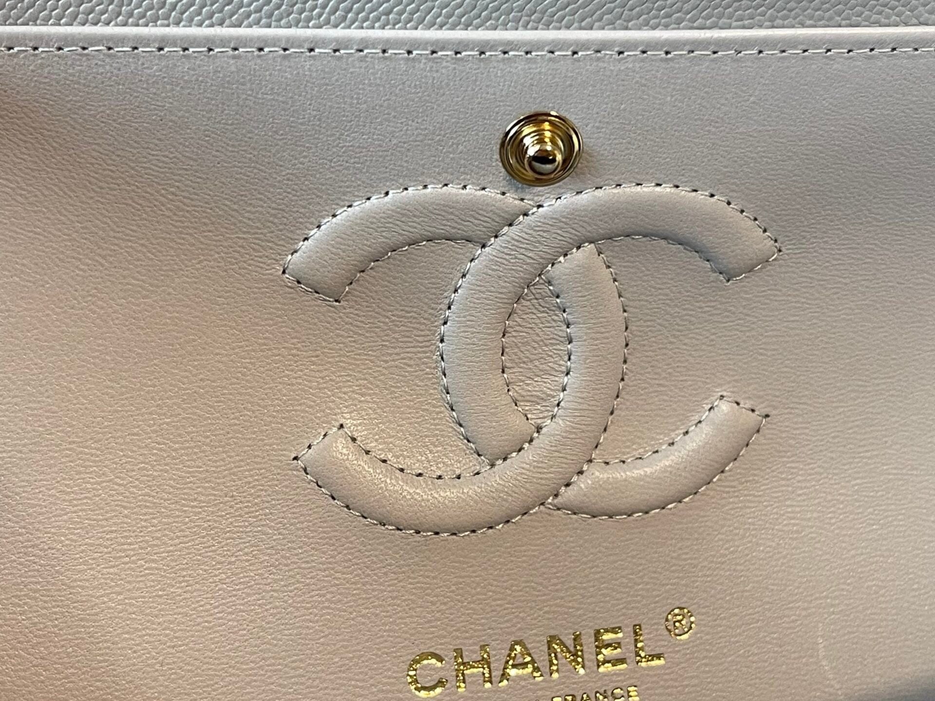 CHANEL Handbag 21A Grey Caviar Quilted Classic Flap Small LGHW - Redeluxe