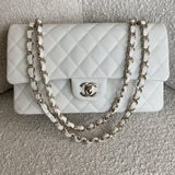 CHANEL Handbag 21A White Caviar Quilted Classic Flap Medium LGHW - Redeluxe