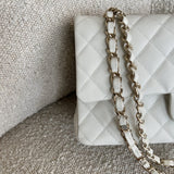 CHANEL Handbag 21A White Caviar Quilted Classic Flap Medium LGHW - Redeluxe