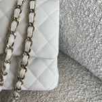 CHANEL Handbag 21A White Caviar Quilted Classic Flap Medium LGHW - Redeluxe