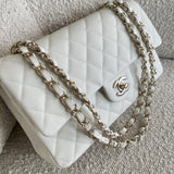 CHANEL Handbag 21A White Caviar Quilted Classic Flap Medium LGHW - Redeluxe