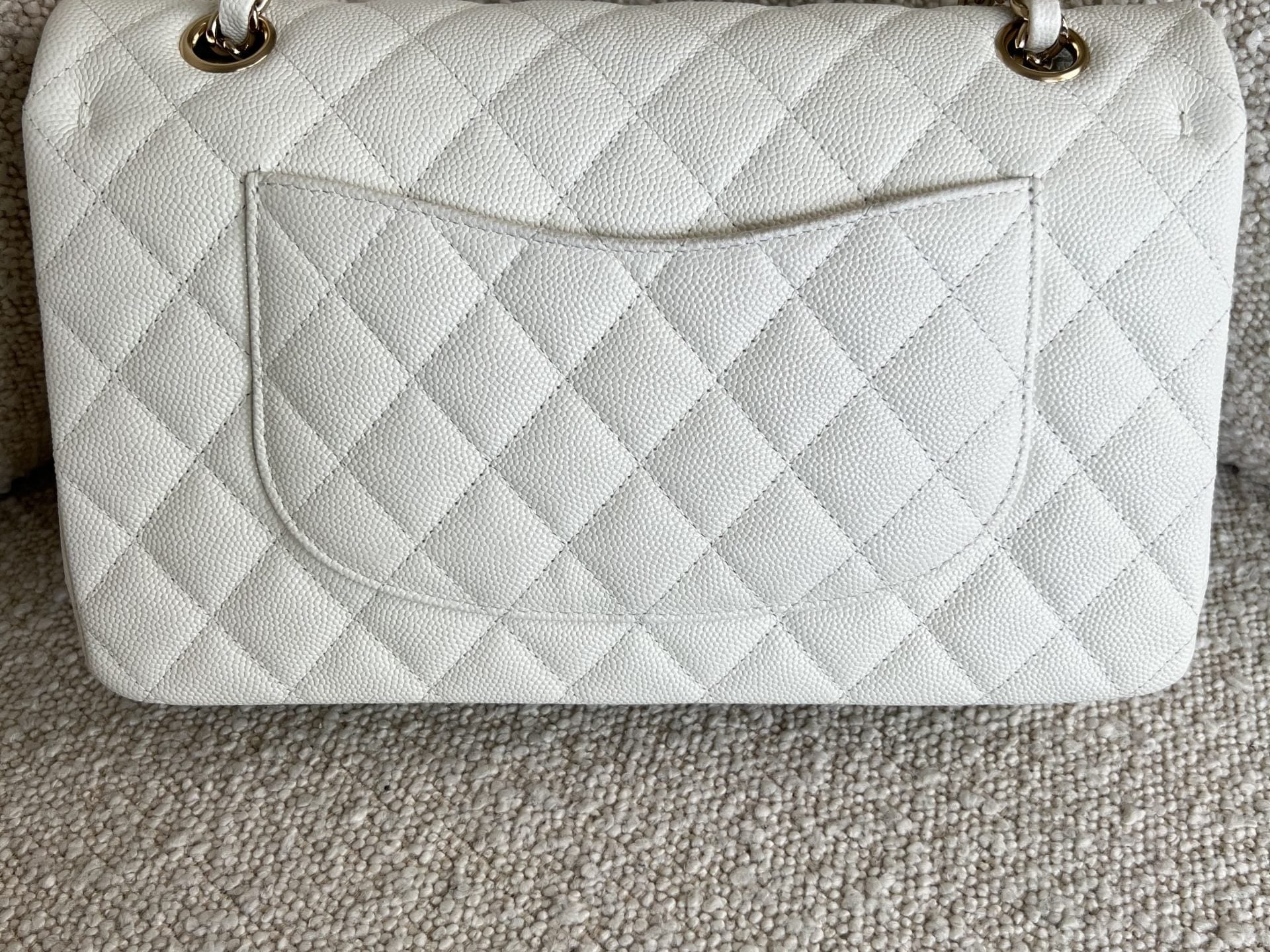 CHANEL Handbag 21A White Caviar Quilted Classic Flap Medium LGHW - Redeluxe