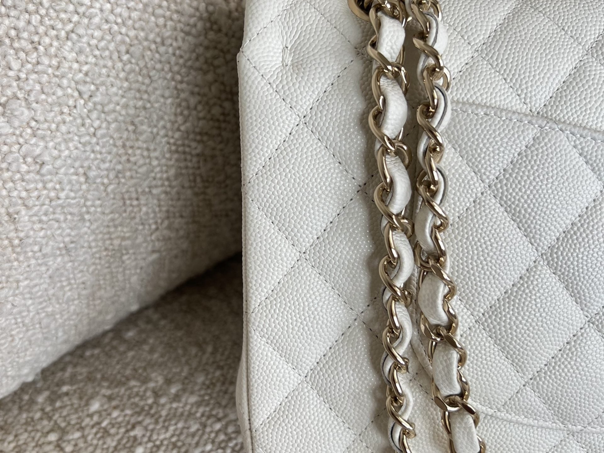 CHANEL Handbag 21A White Caviar Quilted Classic Flap Medium LGHW - Redeluxe