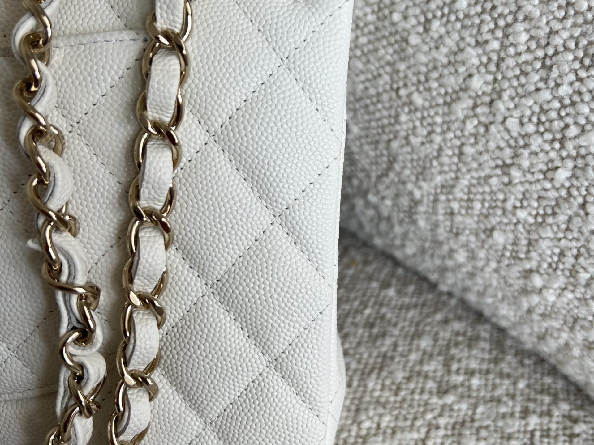 CHANEL Handbag 21A White Caviar Quilted Classic Flap Medium LGHW - Redeluxe