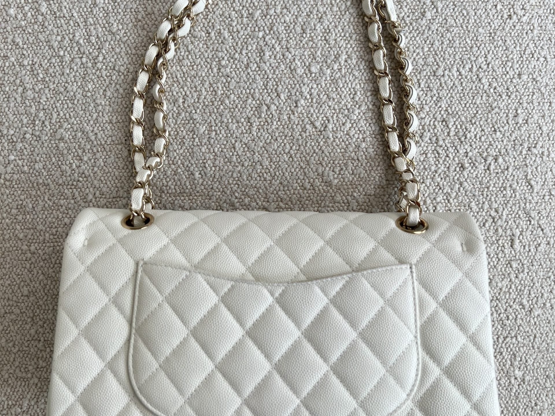 CHANEL Handbag 21A White Caviar Quilted Classic Flap Medium LGHW - Redeluxe