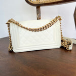 CHANEL Handbag 21A White Caviar Quilted Small Boy Bag LGHW - Redeluxe