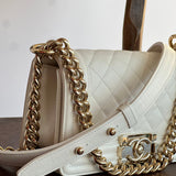 CHANEL Handbag 21A White Caviar Quilted Small Boy Bag LGHW - Redeluxe