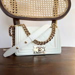 CHANEL Handbag 21A White Caviar Quilted Small Boy Bag LGHW - Redeluxe