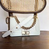 CHANEL Handbag 21A White Caviar Quilted Small Boy Bag LGHW - Redeluxe