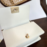CHANEL Handbag 21A White Caviar Quilted Small Boy Bag LGHW - Redeluxe