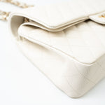 CHANEL Handbag 21A White/ Ivory Caviar Quilted Classic Flap Medium Light Gold Hardware - Redeluxe