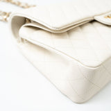 CHANEL Handbag 21A White/ Ivory Caviar Quilted Classic Flap Medium Light Gold Hardware - Redeluxe
