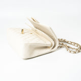 CHANEL Handbag 21A White/ Ivory Caviar Quilted Classic Flap Medium Light Gold Hardware - Redeluxe