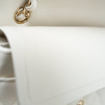 CHANEL Handbag 21A White/ Ivory Caviar Quilted Classic Flap Medium Light Gold Hardware - Redeluxe