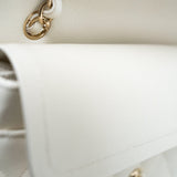CHANEL Handbag 21A White/ Ivory Caviar Quilted Classic Flap Medium Light Gold Hardware - Redeluxe