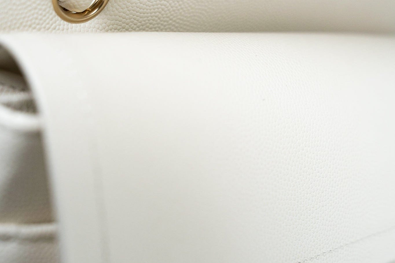 CHANEL Handbag 21A White/ Ivory Caviar Quilted Classic Flap Medium Light Gold Hardware - Redeluxe