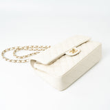 CHANEL Handbag 21A White/ Ivory Caviar Quilted Classic Flap Medium Light Gold Hardware - Redeluxe