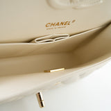 CHANEL Handbag 21A White/ Ivory Caviar Quilted Classic Flap Medium Light Gold Hardware - Redeluxe