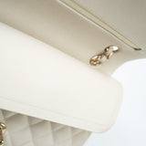 CHANEL Handbag 21A White/ Ivory Caviar Quilted Classic Flap Medium Light Gold Hardware - Redeluxe